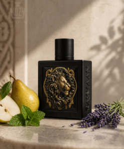 Rayhaan Lion Eau de Parfum – édes-fűszeres férfi illat aromás jegyekkel elegáns üvegben.