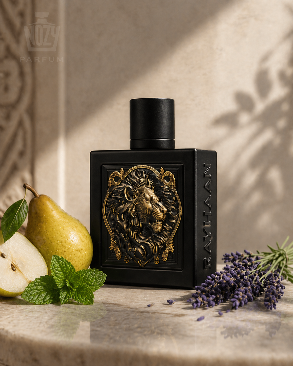 Rayhaan Lion EDP 1 Rayhaan Lion Eau de Parfum – édes-fűszeres férfi illat aromás jegyekkel elegáns üvegben.