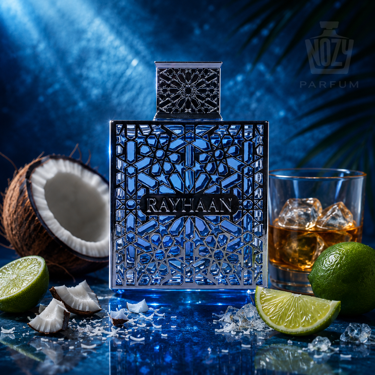 Rayhaan Aquatica EDP 1 Rayhaan Aquatica Eau de Parfum – trópusi citrusos illat kókusszal és rumos jegyekkel elegáns üvegben.