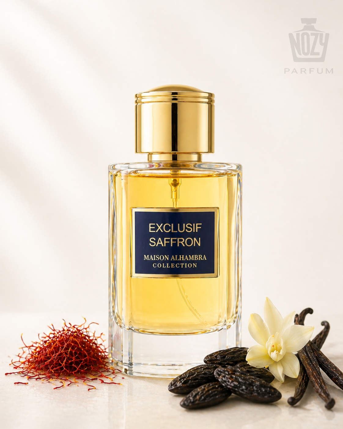 Maison Alhambra Exclusive Saffron Collection EDP 1 Maison Alhambra Exclusive Saffron Collection Eau de Parfum – sáfrányos, bőrös és fás uniszex illat.