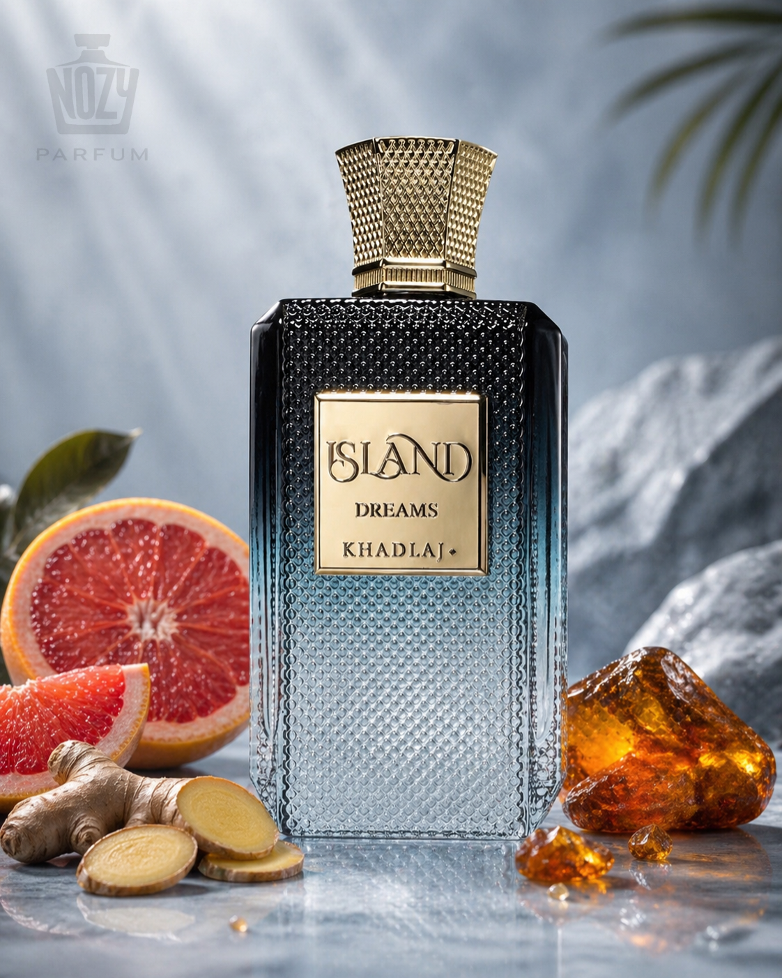 Khadlaj Island Dreams Extrait de Parfum 1 Khadlaj Island Dreams Extrait de Parfum – citrusos, friss-fűszeres férfi illat ámbrás mélységgel.