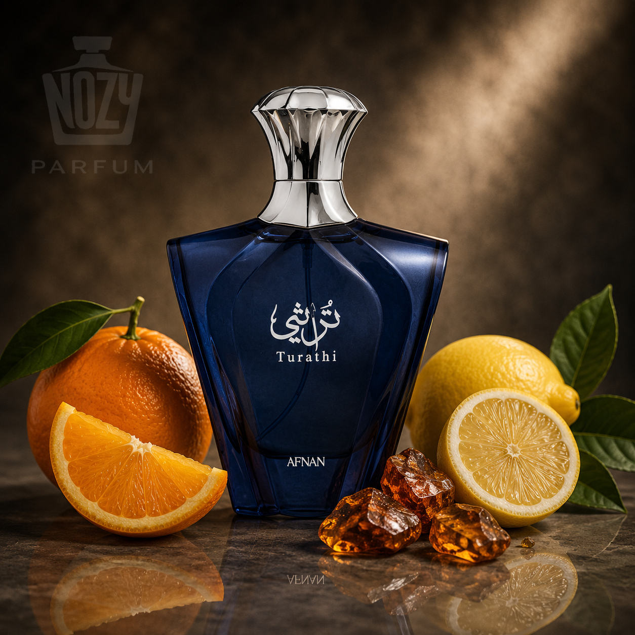 Afnan Turathi Blue EDP 1 Afnan Turathi Blue Eau de Parfum – friss citrusos-vizes férfi illat elegáns kék üvegben.