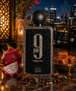 Afnan 9PM Night Out Eau de Parfum – alkoholos gyümölcsös és fás férfi illat elegáns üvegben.