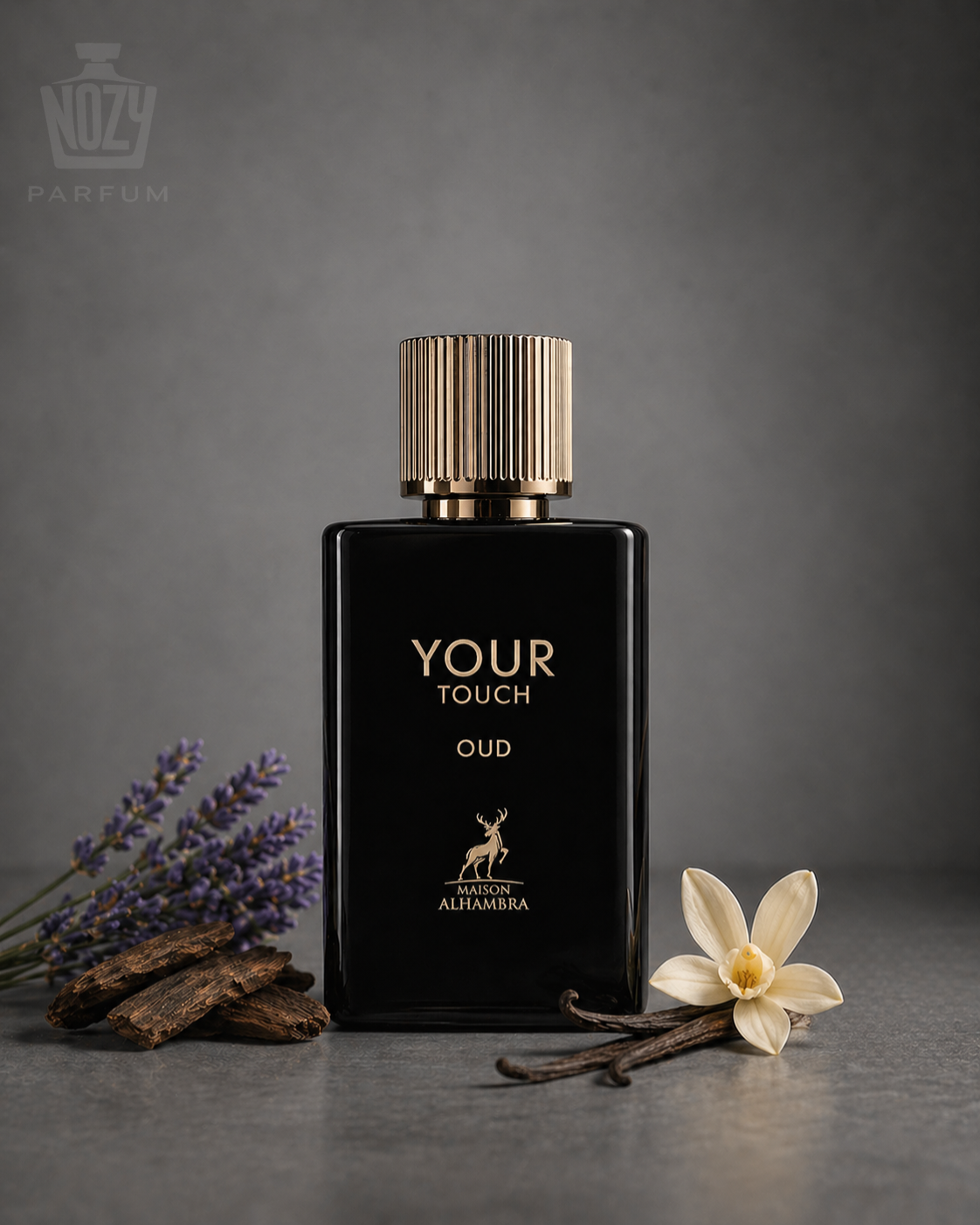 Maison Alhambra Your Touch Oud EDP 1 Maison Alhambra Your Touch Oud Eau de Parfum – meleg fás és oudos férfi illat elegáns üvegben.