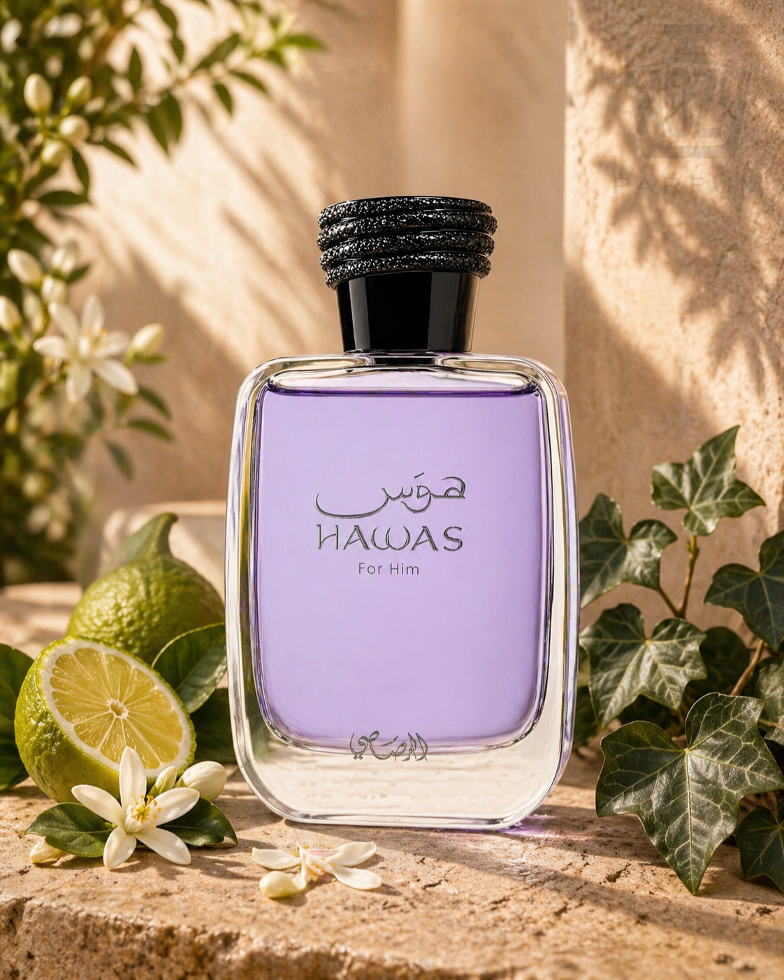 Rasasi Hawas For Him EDP 1 Rasasi Hawas For Him Eau de Parfum – friss vizes-aromás férfi illat citrusos és tengeri jegyekkel.