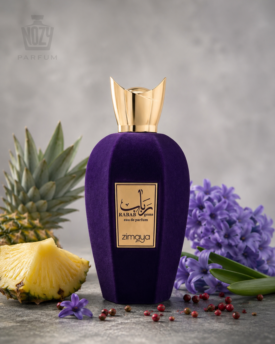 Zimaya Rabab Gems EDP 100ml 1 Zimaya Rabab Gems Eau de Parfum – gyümölcsös-virágos uniszex illat ambroxánnal és vaníliával.