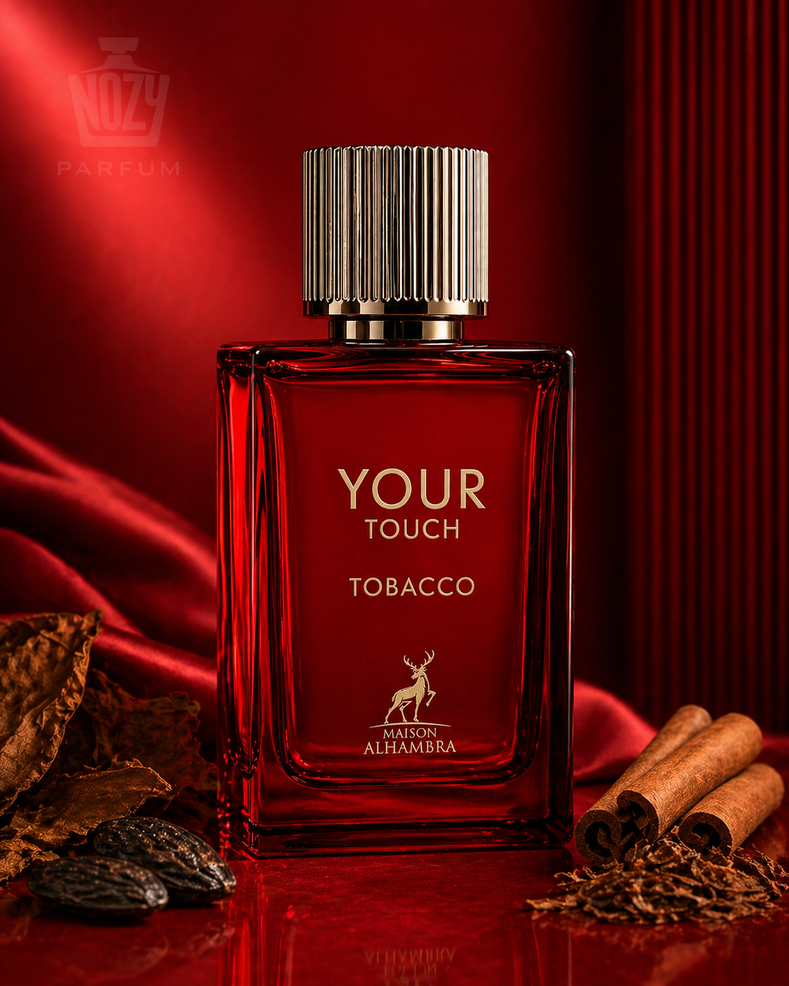 Maison Alhambra Your Touch Tobacco EDP 1 Maison Alhambra Your Touch Tobacco Eau de Parfum – dohányos, fűszeres és vaníliás illat elegáns üvegben.