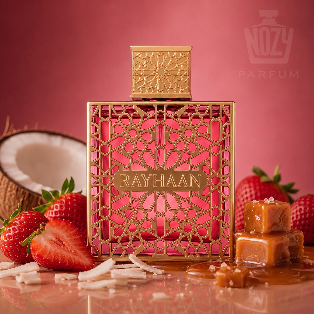 Rayhaan Kiss EDP 1 Rayhaan Kiss gourmand parfüm epres, tejes és karamellás illatprofillal.