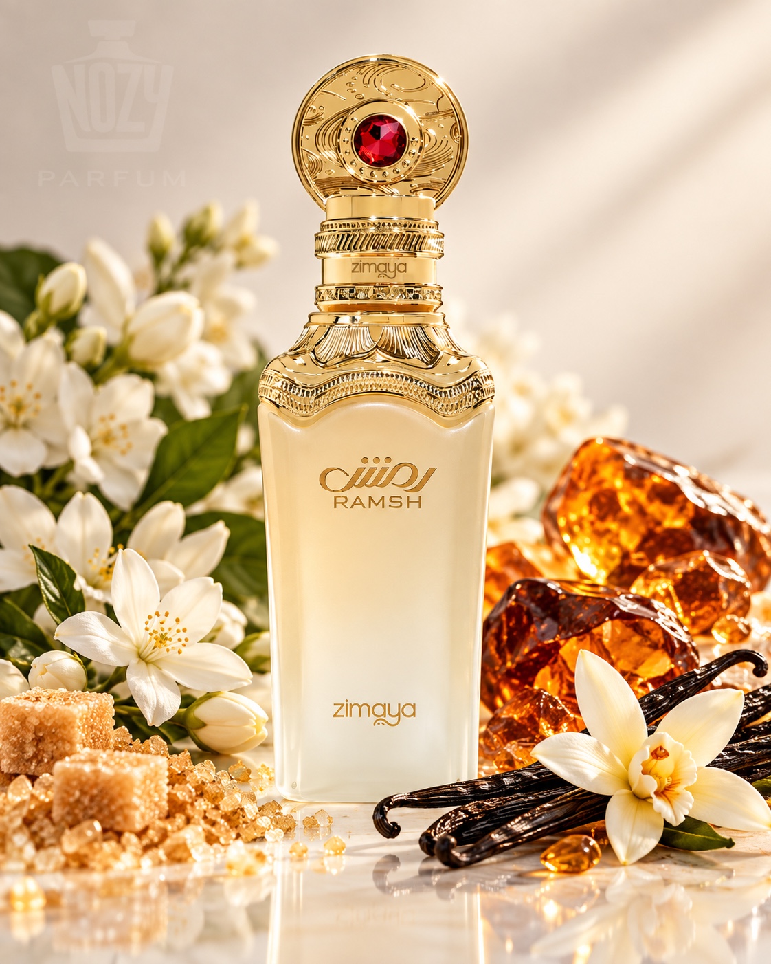 Zimaya Ramsh Diva EDP 1 Zimaya Ramsh Diva női Eau de Parfum krémes vanília, jázmin és meleg ámbra illatjegyekkel.